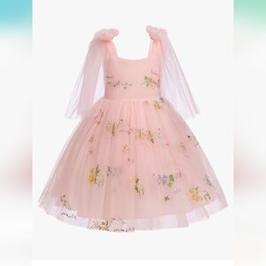 Pink Embroidered Flower Girl Dress - 3-4T